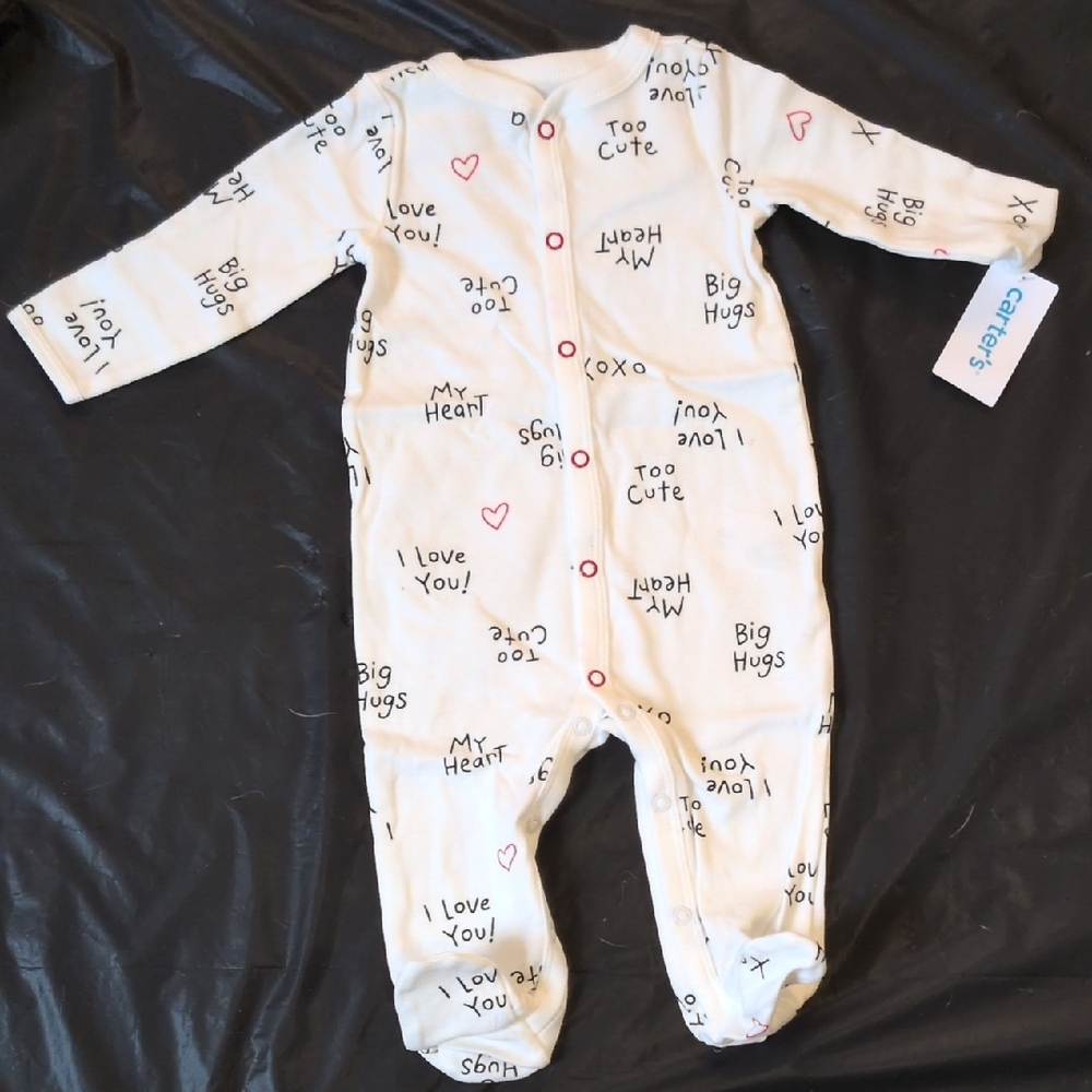 Carter's White and Red Baby Footie